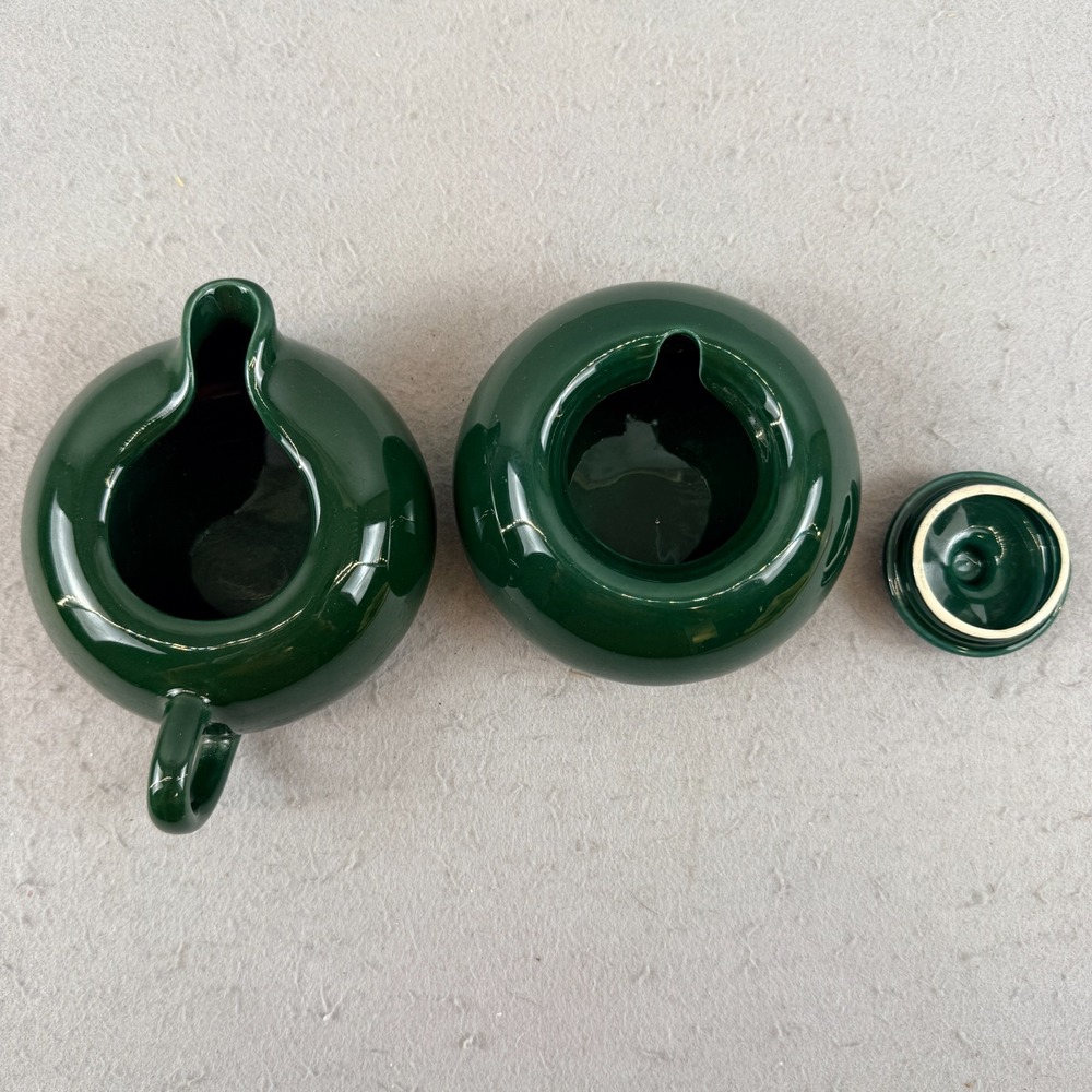 Vintage Malibu Modern Hollydale California Pottery Sugar Creamer Set Green MCM - Picture 5 of 11